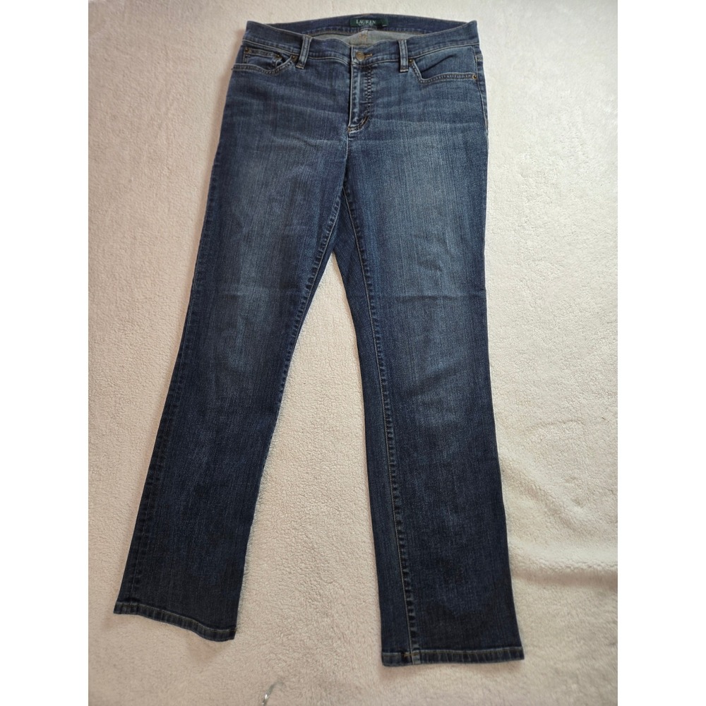 Lauren Ralph Lauren Petite Straight Leg Dark Wash Blue Denim Jeans 10P